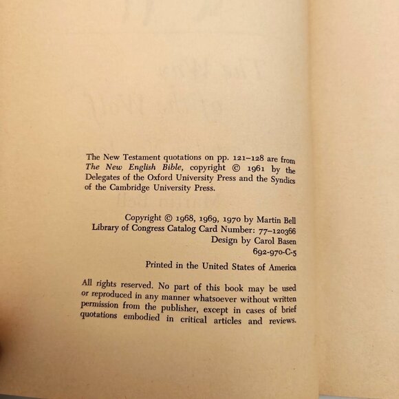 The Way Of The Wolf Vintage Christian Hardcover Martin Bell 1969 - Picture 2 of 7